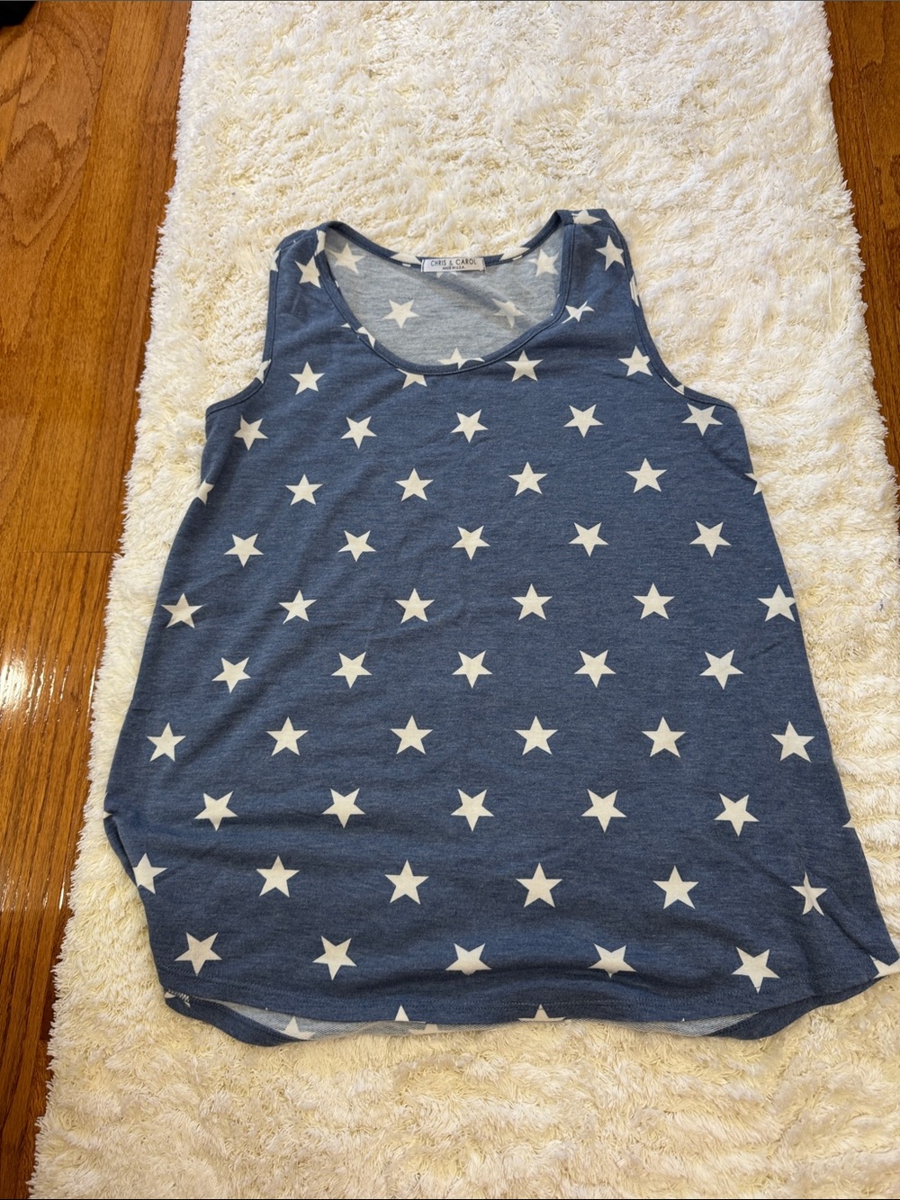 Chris & Carol Navy Blue Star Print Tank Top